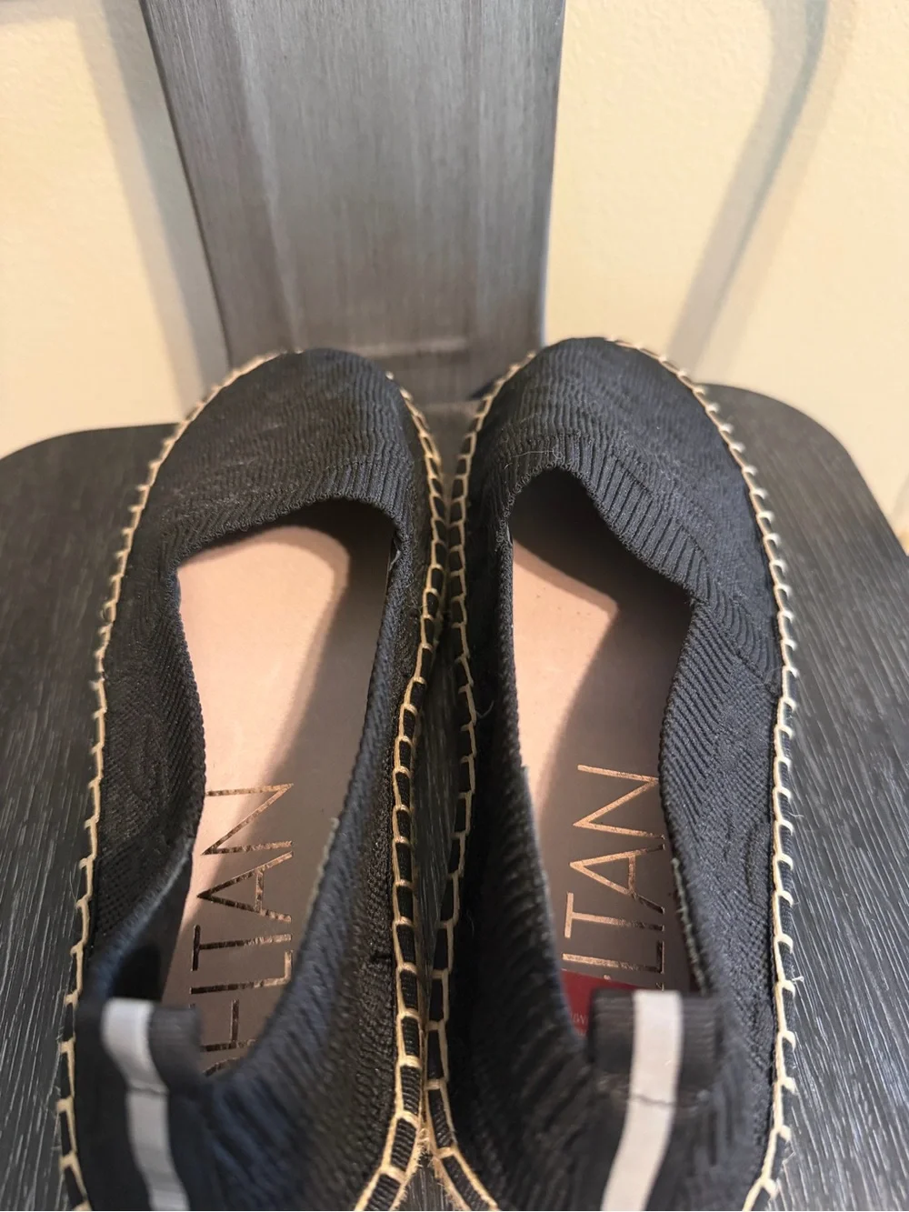Deltan Black Knit Espadrille Flats Size 6.5